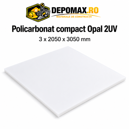 Policarbonat compact opal 2UV 3 x 2050 x 3050 mm